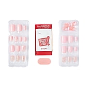 Impress Design Press On Nails , No Glue Needed, Light Pink, Petite Length, Squoval Shape, 30 Ct.