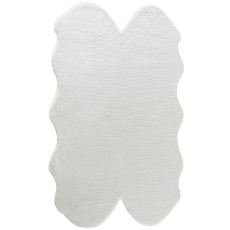 Bunny Rabbit Area Rugs Walk on Me Fake Rabbit Fur Accent Area Rug - Ultra Soft with Faux Suede Backing - Polyester - 3x5 Quad Pelt Short Pile Sheepskin Rug ()