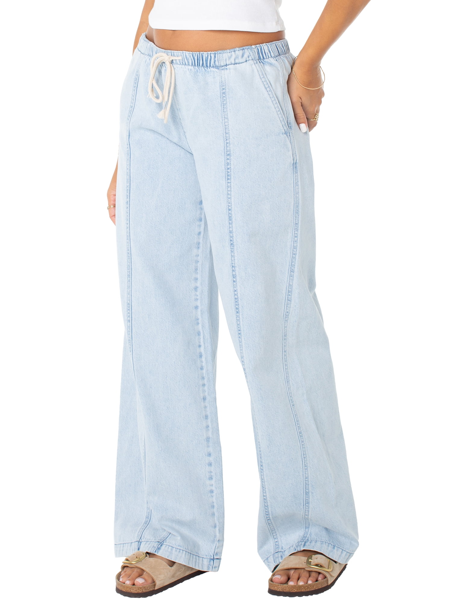 Celebrity Pink Women's and Women's Plus Drapey Wide Leg Jeans, Sizes XS-4X