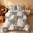 thumbnail image 2 of Homewish Halloween Ghost King Bedding, Wild Fall Bloom King Bed in a Bag, Dark Gray Cream, Gray Reversible 7 Pieces, 2 of 7