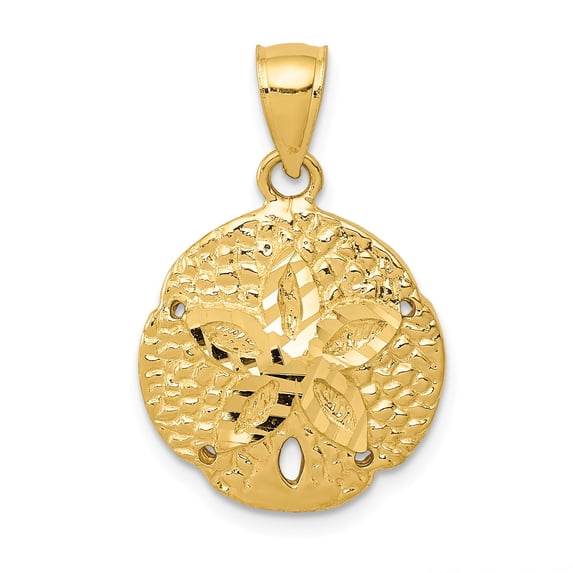 14k Sand Dollar Pendant in 14k Yellow Gold