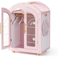 thumbnail image 5 of ROBUD Wooden Doll Furniture,Doll Wardrobe Closet for 18 Inch Dolls with Mirror, 3 Hangers, Pink Ballet Style Baby Doll Furniture, Doll Pack and Play Gift for Boys & Girls 3+ Years, 5 of 6