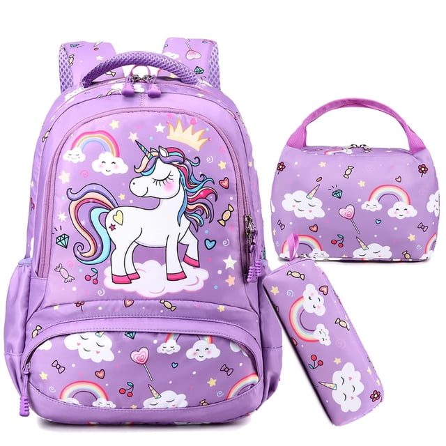 Mochila Jumpopack Unicorn para niñas y niños con bolsa de almuerzo y estuche para lápices