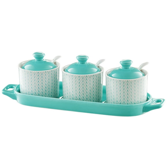 Bol à Sucre Bleu avec Couvercle, Pot de Stockage de Sucre, Pot à Sucre, Récipient à Épices, Pot à Sel en Sucre Pot à Assaisonnement-vert2-3 Ensemble de