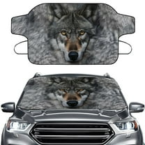 Xoenoiee Wolf Print Windshield Cover for Ice and Snow, Car Windshield Snow Cover Waterproof UV Dust Resistant Winter Ice Sunshade Protector, Universal Fit SUV Sedan