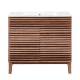 thumbnail image 5 of Modway Render 36" Modern Wood and Ceramic Bathroom Vanity in Walnut/White, 5 of 8