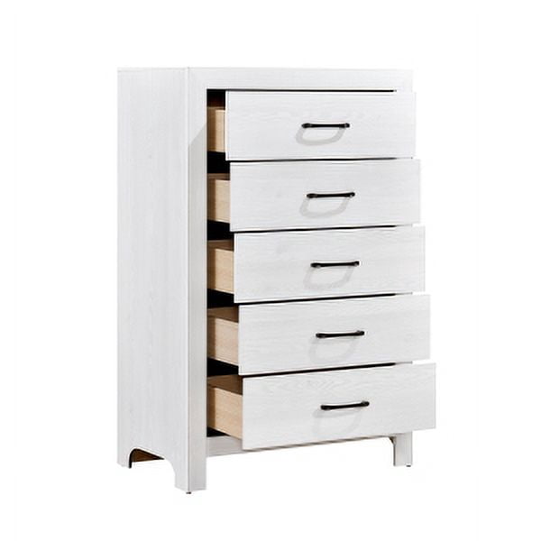 Corbin Collection Chest with 5 Drawers in White Finish and Black Metal Hardware