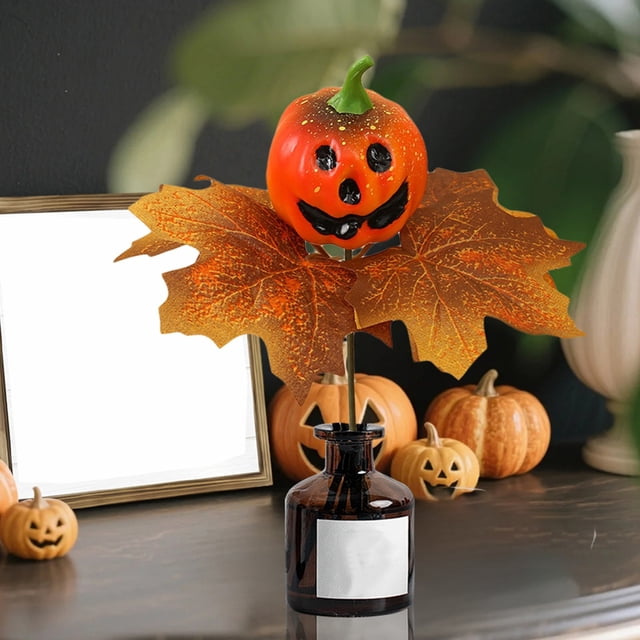 Ltdhehe Halloween Decorations Set Pumpkin & Autumn Maple Leaf Branch Centerpiece For Fall Party Tabletop Mantel