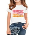 thumbnail image 5 of Ugoldhm Girls Letter Print Cotton Tees Crew Neck Relaxed Summer Shirts Size 2-15Y Graphic Alphabet Design Casual Tops, 5 of 6