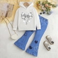 thumbnail image 2 of UAYOTSE Kid Girls Clothes 2 Piece Outfit Butterfly Sweatshirt & Flare Leg Pants Spring School Wear for Girl Cute Set,Sizes 6-7 Years, 2 of 9