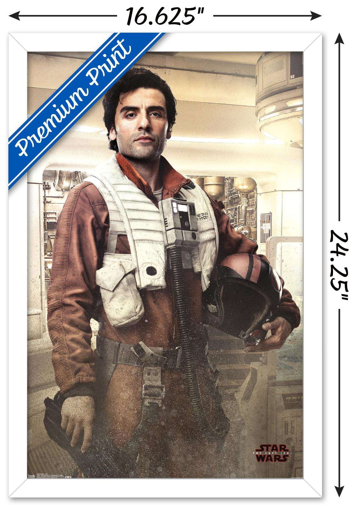 Star Wars: The Last Jedi - Poe Wall Poster, 14.725" x 22.375", Framed