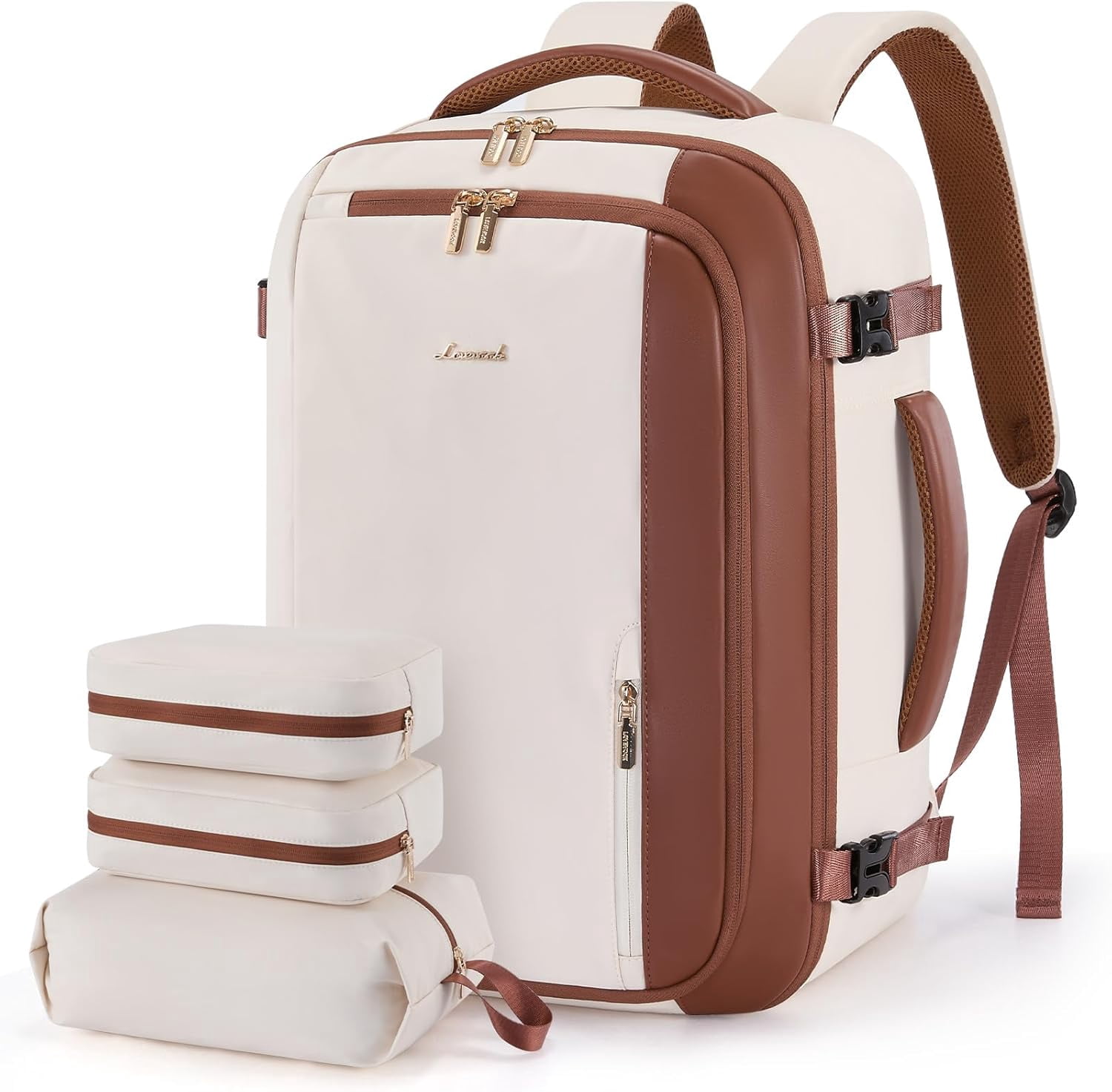 LOVEVOOK 40L Travel Backpack for Women,Personal Item Size Travel Bag with 3 Packing Cubes and 2 Laptop Compartment for Travel Essentials,Carry on Luggage 18x14x8 Airline Approved