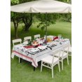 thumbnail image 3 of Outdoor Tablecloth with Umbrella Hole and Zipper, Christmas Rectangle Table Cloth 60x84 Inch Waterproof Tablecloth, Xmas Truck Tree Snowflake Red Striped Retro Picnic Table Cover for Patio Camping, 3 of 7