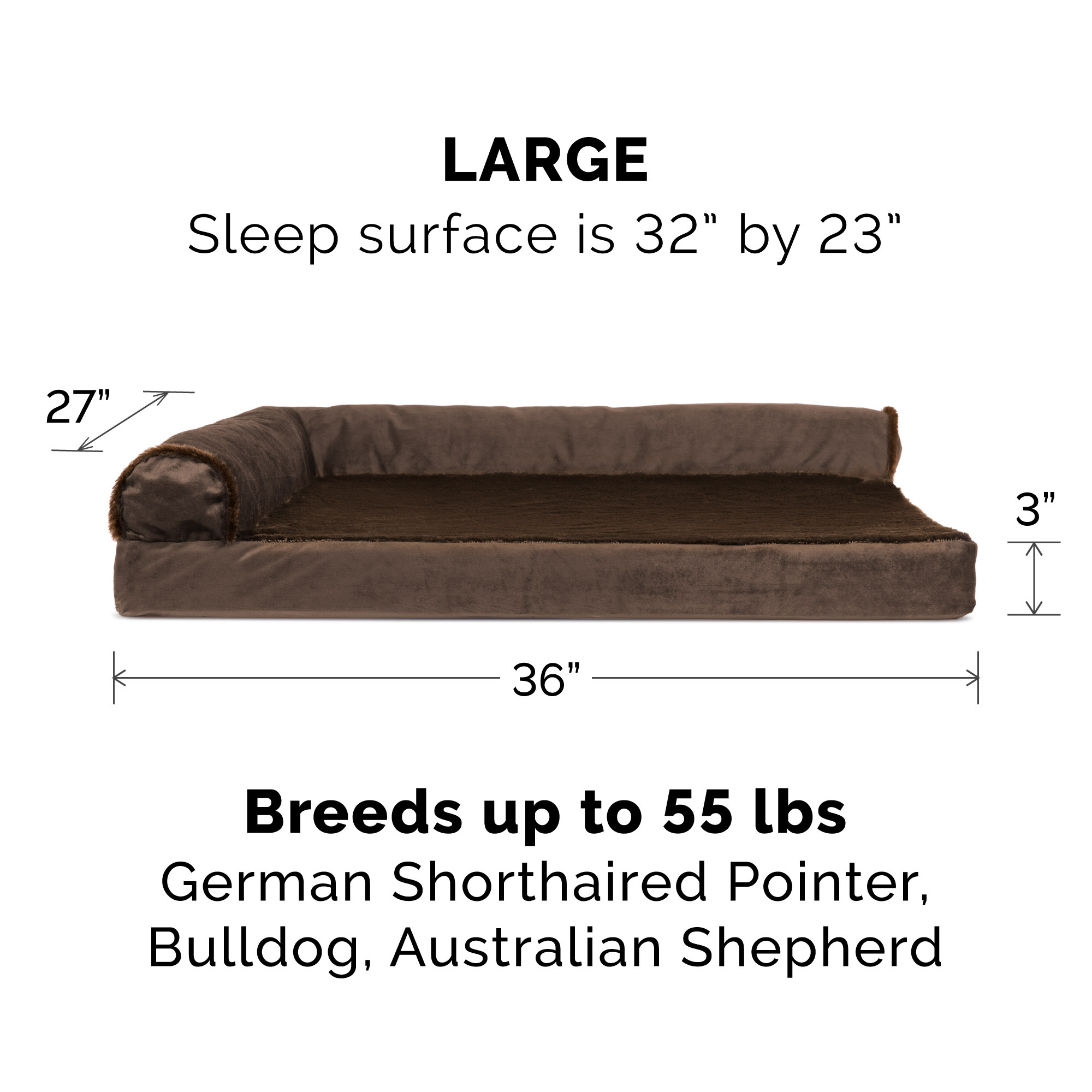 FurHaven Plush Velvet Deluxe L-Chaise Orthopedic Sofa photo 8
