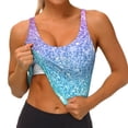 thumbnail image 3 of Gukieu Multicolor Glitter Print Women's Sports Vest, Low-neck U-shaped Removable Pad Sports Bra for Yoga, Exercise, Dance-X-Large, 3 of 8