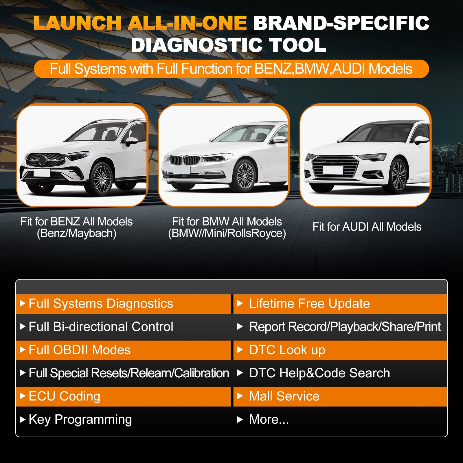 LAUNCH Creader Elite 2.0 BBA Bi-directional OBD2 Scanner For BMW,Mercedes-Benz,VW Audi,Maybach,Mini,RollsRoyce, Full System with Full Functions,Battery Register