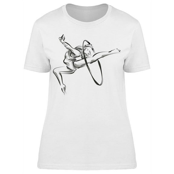 Line Sketch Gymnast In Hoop T-Shirt Women -Image by Shutterstock, Female Large