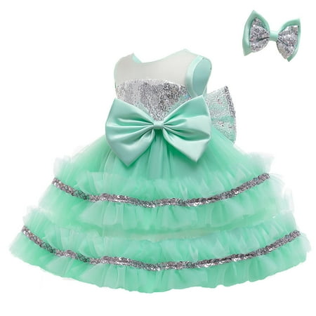 

Baby Girl Christmas Sequins Bowknot Dress Toddler Sleeveless Tutu Wedding Birthday Party