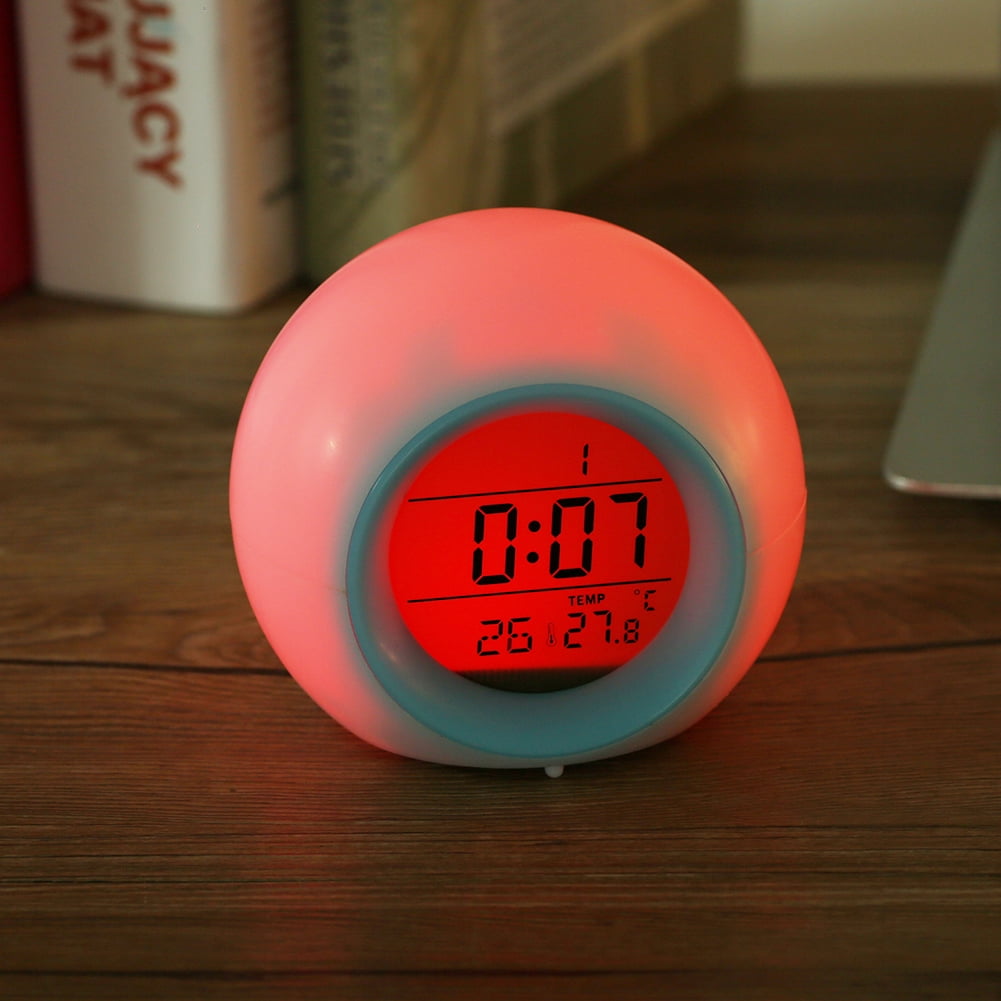 Ejoyous LED 7 Colors Change Alarm Clock Wake Up Light ...