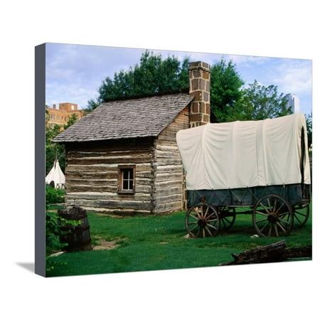 Old City Park Dallas Christmas Wagon and Log Kitchen in Rural Complex, Old City Park, Dallas, Texas Stretched Canvas Print Wall Art By Witold Skrypczak ()