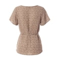 thumbnail image 3 of MixMatchy Women's Floral Round Neck Flutter Sleeve Tie Waist Blouse, 3 of 7
