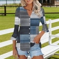 thumbnail image 5 of Uootdi Women's Blouses Colorblock Print V Neck Flare Sleeve Solid Casual Tops Daily Wear Style Lightweight Breathable Loose Fit Shirts Gift, 5 of 7