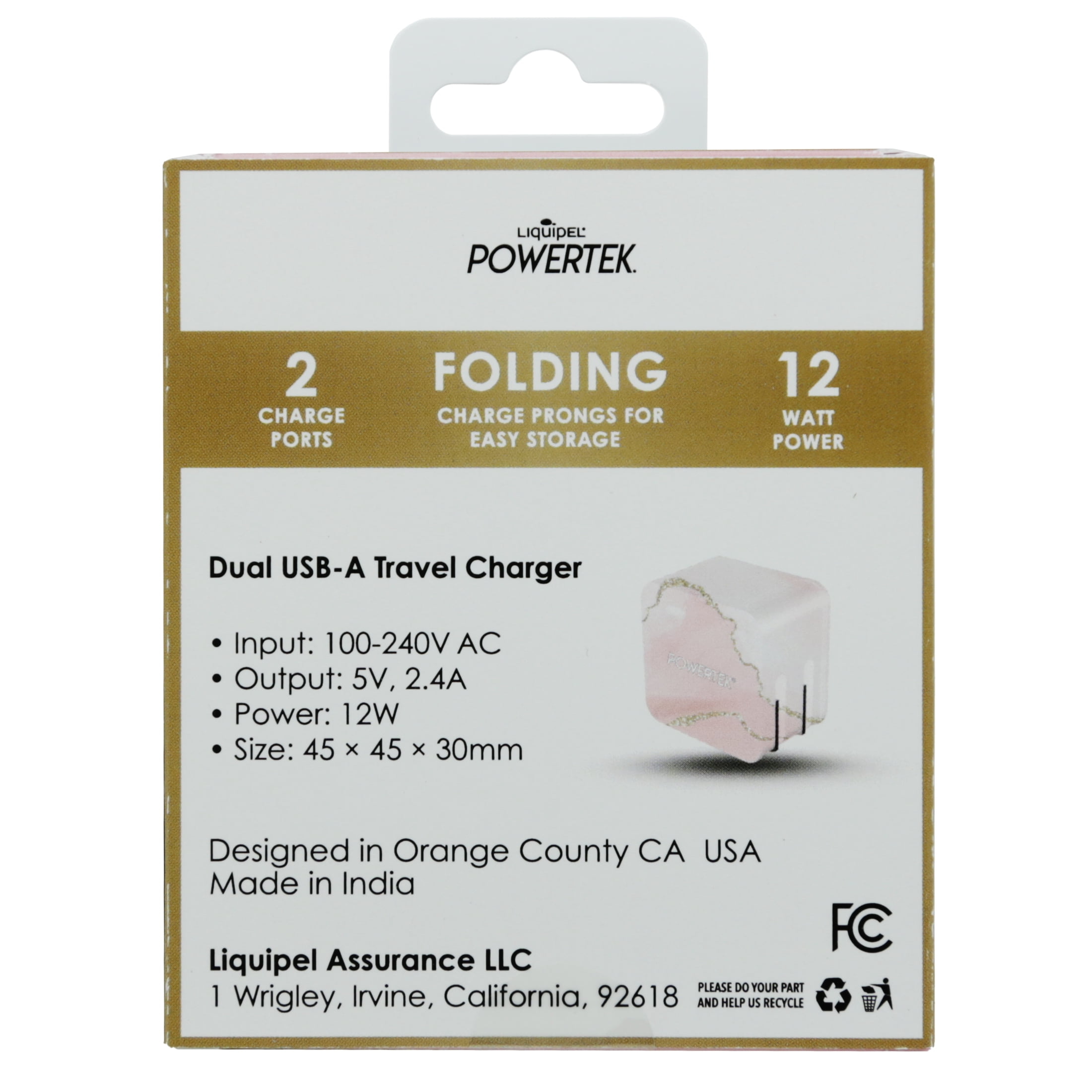 Liquipel Dual USB-A Wall Charger Marble - Pink
