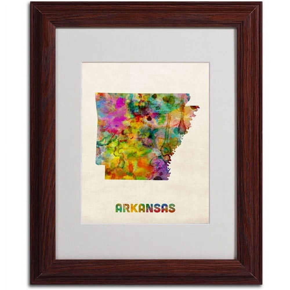 Trademark Fine Art "Arkansas Map" Matted Framed Art by Michael Tompsett, Wood Frame