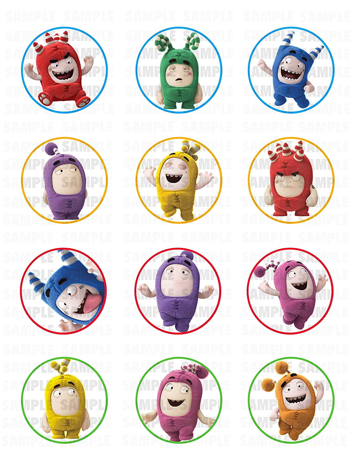 Oddbods Edible Cupcake Toppers (12 Images)