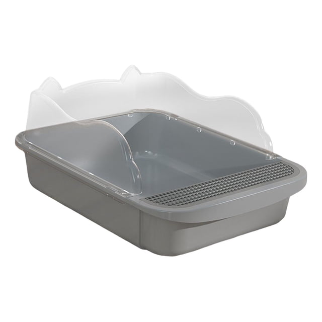 Caja de arena para gatos, inodoro profundo, bandeja para arena, , suministros para mascotas, caja de arena 48x37x20cm Gris Zulema caja de arena para gatos