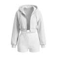 thumbnail image 3 of WAGUTH 2 Piece Sets for Women Cropped Full-Zip Drawstring Hooded Jacket & Elastic High Waist Shorts with Pockets Casual Loungewear Tracksuit, 3 of 6