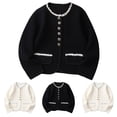 thumbnail image 2 of Gubotare Girls Fall Sweater Girls Cardigan School Uniforms Tops Toddler Knit Long Sleeve Button Sweater Lightweight Crewneck Fall Outwear Size 7-8 (Black,7-8 Years), 2 of 9