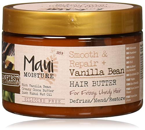 Maui Moisture Smooth & Repair Vanilla Bean Anti-Frizz Hair Butter  Treatment, Coconut, 12 Ounce 
