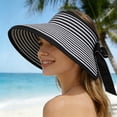 thumbnail image 2 of Bibifish Womens Straw Visor Large Brim Foldable Striped Sun Hat With Bow Tie Beach & Vacation Sun Hat, 2 of 4