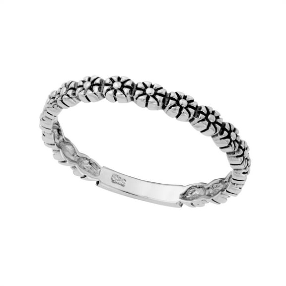 Silverly Women's 925 Sterling Silver 2.3 mm Daisy Chain Flower Band Ring