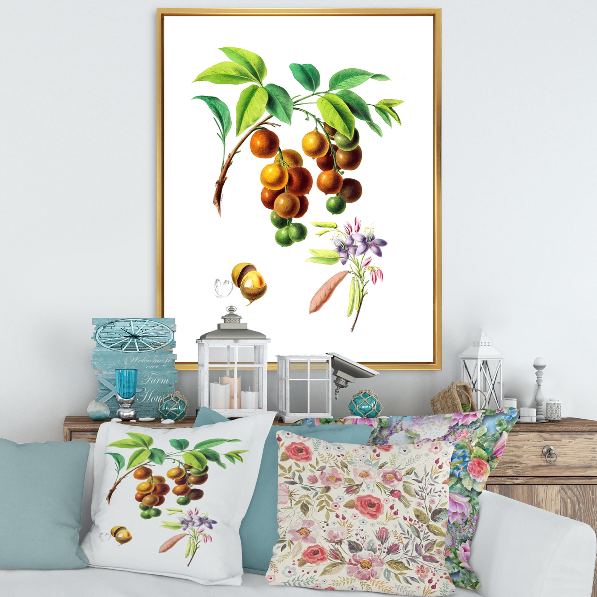 Designart 'Ancient Fruits III' Farmhouse Framed Canvas Wall Art Print