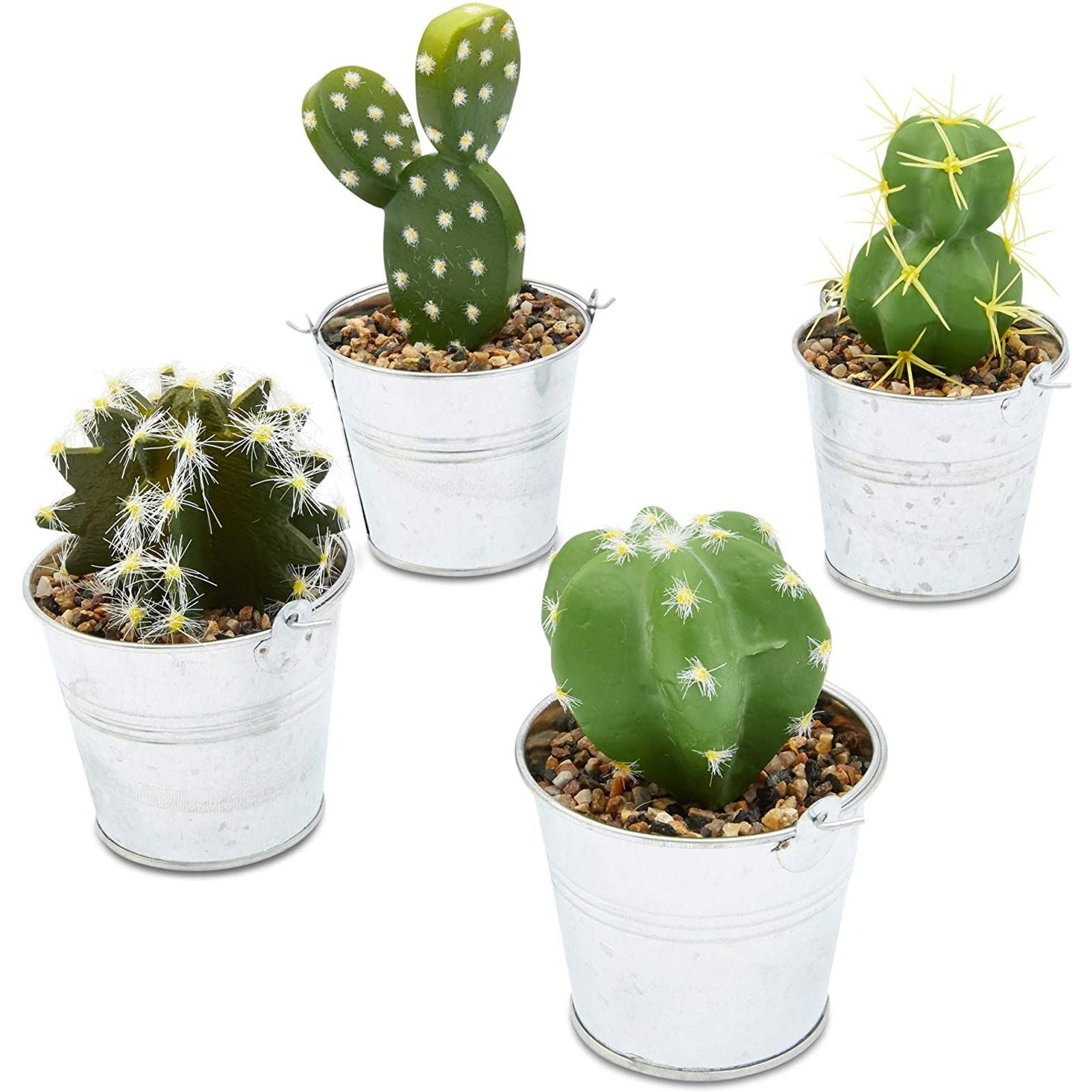 storage Unpacking Discourage 4 Pack Artificial Succulents, 4.7 to 6.5 inch Green Fake Cactus Plants with  Iron Bucket - Walmart.com