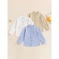 thumbnail image 3 of BemeyourBBs Kids Toddler Baby Boy Cotton Linen Dress Shirt Boys Long Sleeve Button Down Shirts Mandarin Collar Henley Shirts with One Pocket 3 4 5 6 7 8 Years, 3 of 9