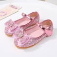 thumbnail image 2 of BOBOGOJP Girls Dress Shoes Glitter Princess Shoe Flower Mary Jane Low Heels Party Wedding Prom Footwear for Toddler Kids Red for Size 12, 2 of 7