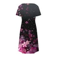 thumbnail image 4 of Uaswgudfs Women's Casual Short Sleeve V-Neck Midi Dress​ - Summer Floral Motif & Functional Pockets, Soft Fabric A-Line Pink S, 4 of 7
