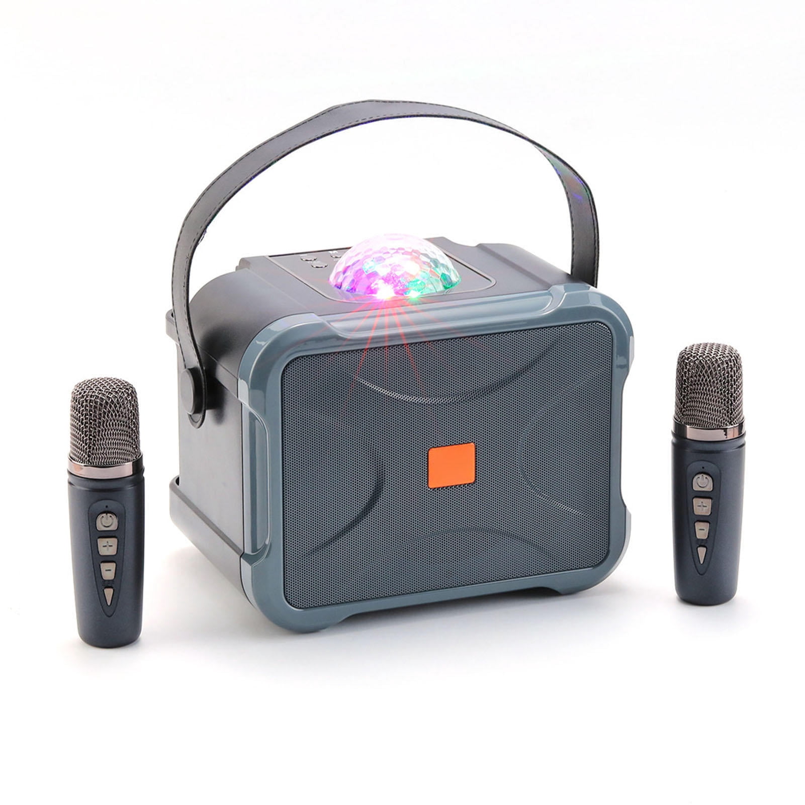 Yajisi Wireless Bluetooth Speaker Karaoke Machine with Dual Handheld Microphones Portable High Fidelity Sound for Family Parties Grey 8.66 x 7.48 x 6.30 in