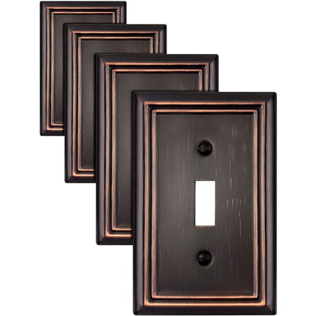 4-Pack Single Toggle Wall Plate Decorative Aged Bronze Light Switch Cover Metal Switch Plate Cover 3.15 *4.88 Midsize