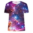 thumbnail image 5 of Teissuly Women's Casual Round Neck Sky Printed Short Sleeved Top, 5 of 5