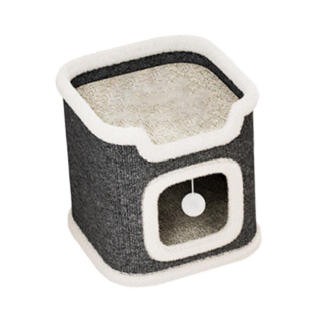 Rascador cuadrado para gatos, almohadilla para rascar antideslizante con bola protectora para muebles para gatos pequeños, medianos y grandes, 1 nivel