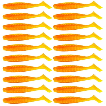 YIGSECU 20Pcs Sinking Fishing Lure Artificial Wobbles Soft Lures Worm Baits Crankbaits T Tail Soft Baits Paddle Tail Swimbaits
