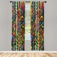 thumbnail image 2 of Ambesonne Colorful Curtains 2 Panel Set, Abstract Garden on Squares, Pair of - 28" x 63", Yellow and Multicolor, 2 of 4