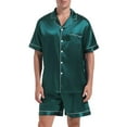 thumbnail image 3 of Men Satin Silk Pajamas Sets Short Sleeve Sleepwear Button-Down PJs Sets Two-Pieces Loungewear, 3 of 7