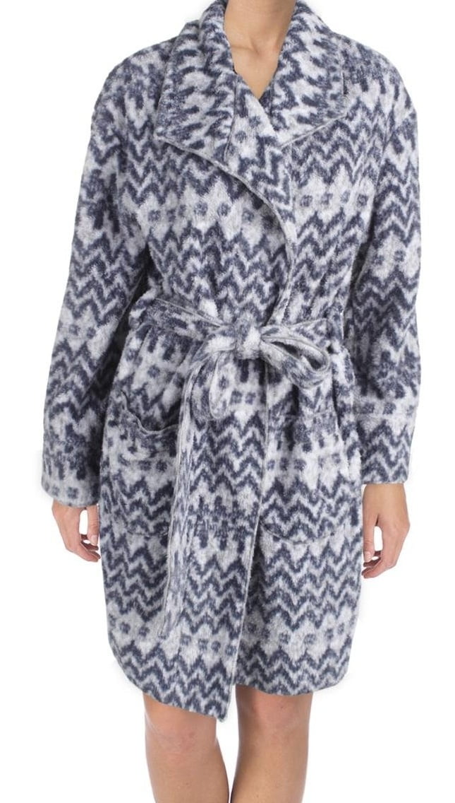 Kensie Kensie NEW Blue Womens Size S/M Belted Printed Knit Robes