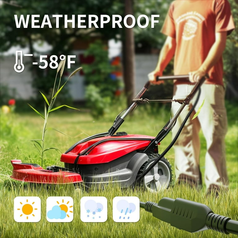 FT（2 Pack） 16/3 Black Indoor Outdoor Extension Cord Waterproof