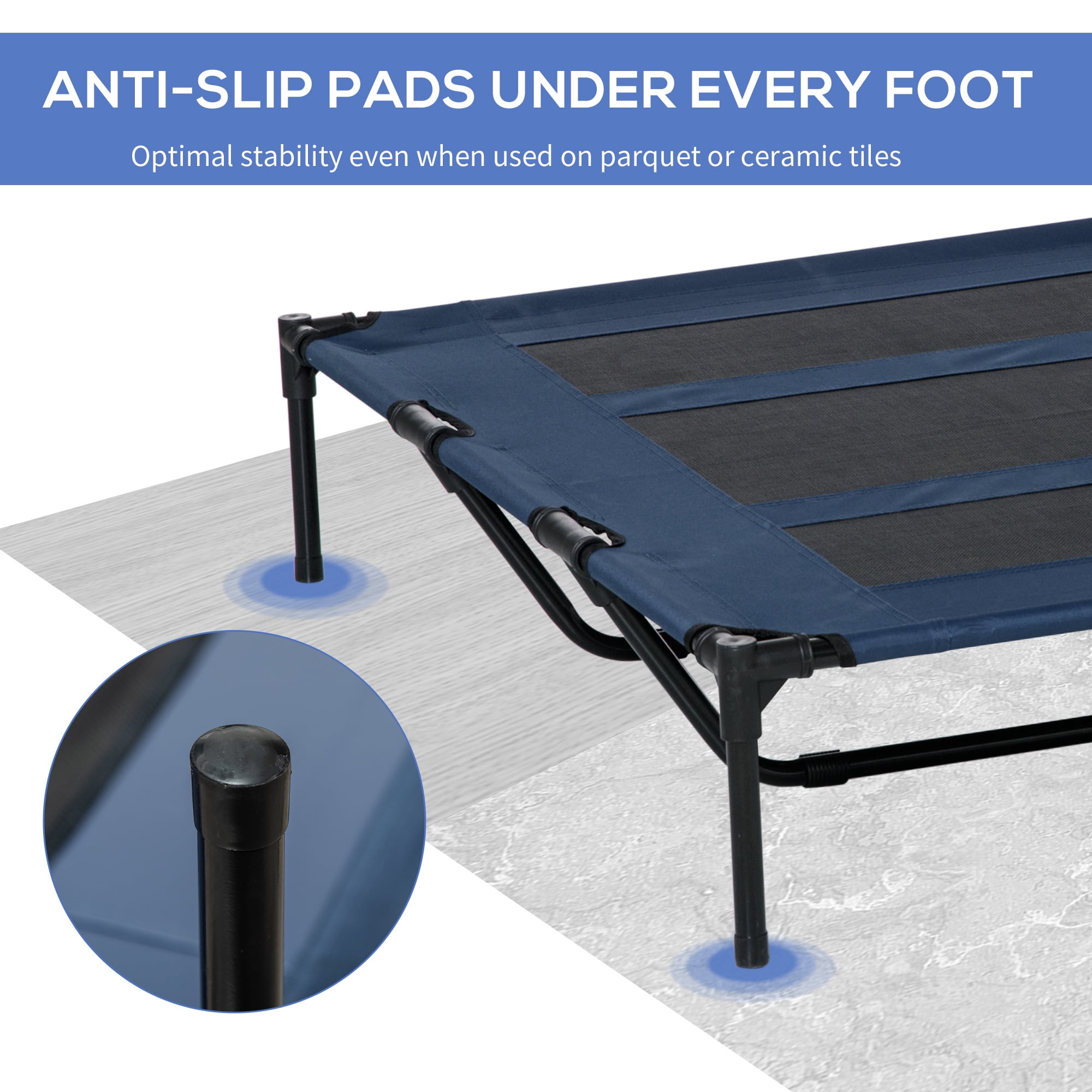Elevated Breathable Dog Bed Portable Pet Cot w/ Carry Bag Metal Frame Breathable Mesh Indoor and Outdoor